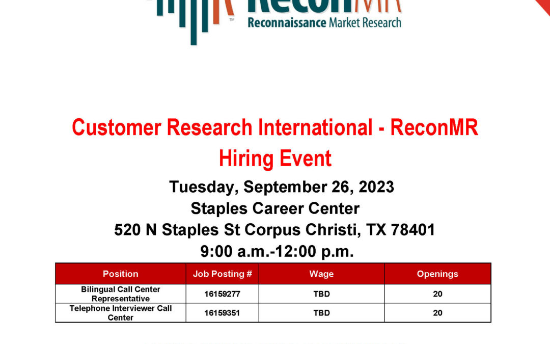 Customer Research International – ReconMR Hiring Event