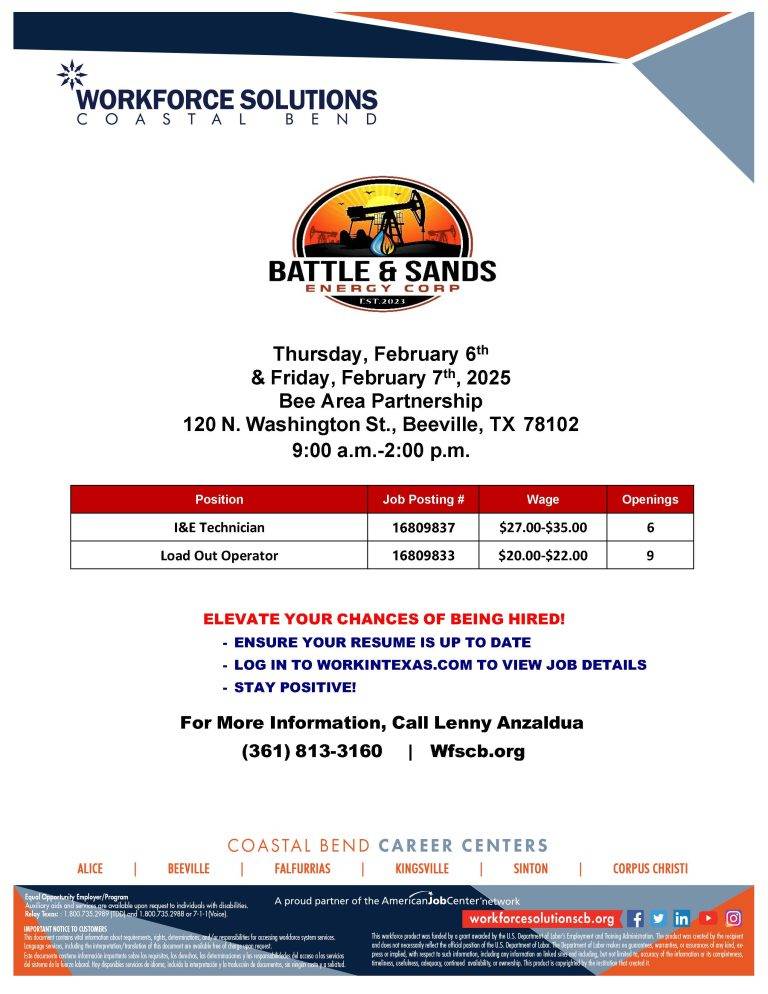 Battle and Sands Hiring Event Flyer