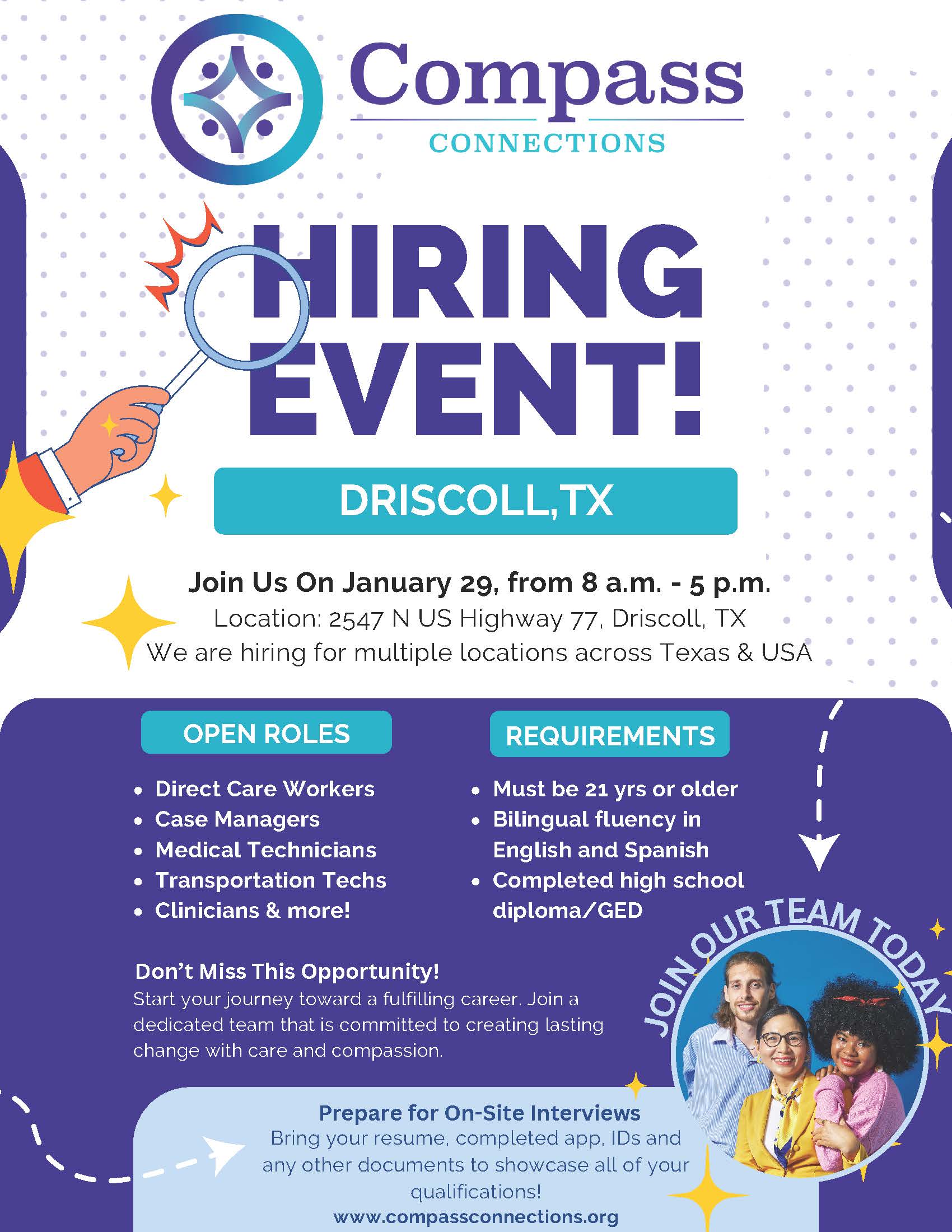 Compass Connections Hiring Event Driscoll,TX