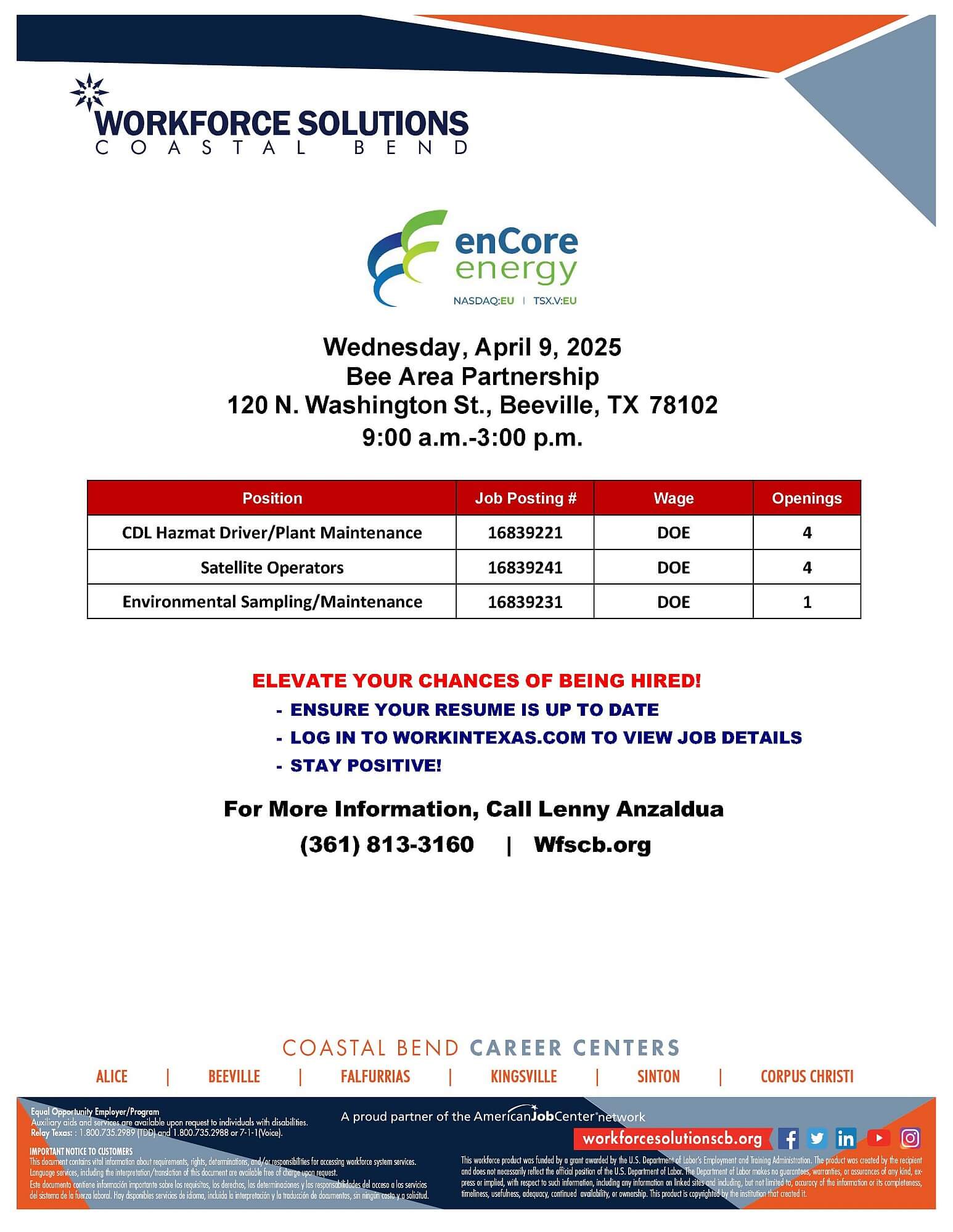 Encore Hiring Event Flyer